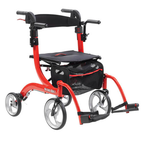 Nitro Duet Rollator And Transport Wheelchair  Red