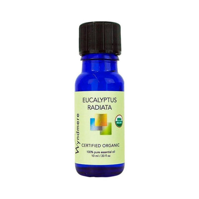 Eucalyptus radiata - 10ml bottle of Wyndmere Certified Organic Eucalyptus radiata Essential Oil with a penetrating and cleansing aroma