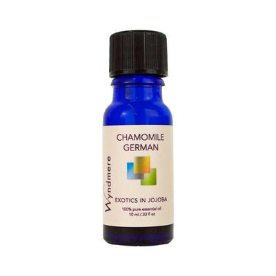 Wyndmere German Chamomile Essential Oil diluted in Jojoba in a 10ml cobalt blue bottle