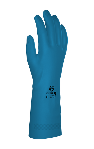 PowerChem Natural Rubber Chemical-Resistant Gloves Flock-Lined