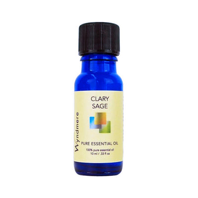 Clary Sage - 10ml cobalt blue bottle of Wyndmere Clary Sage Essential Oil having a musky, spicy, relaxing aroma