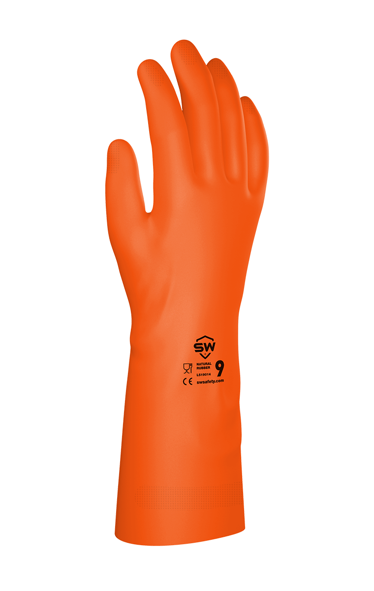 CORESAFE® F28YB Natural Rubber & Neoprene Chemical-Resistant Gloves Flock-Lined