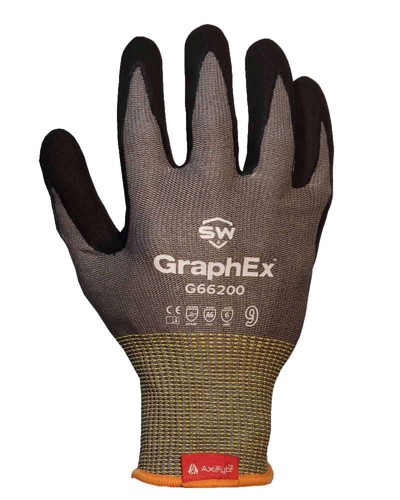 72 Pairs/CS (GraphEx® G66200) Cut Resistant Level 6 Mechanical Gloves with AxiFybr®