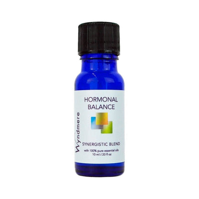 Hormonal Balance essential oil blend in a 10ml cobalt blue bottle using essential oils to help relieve discomfort