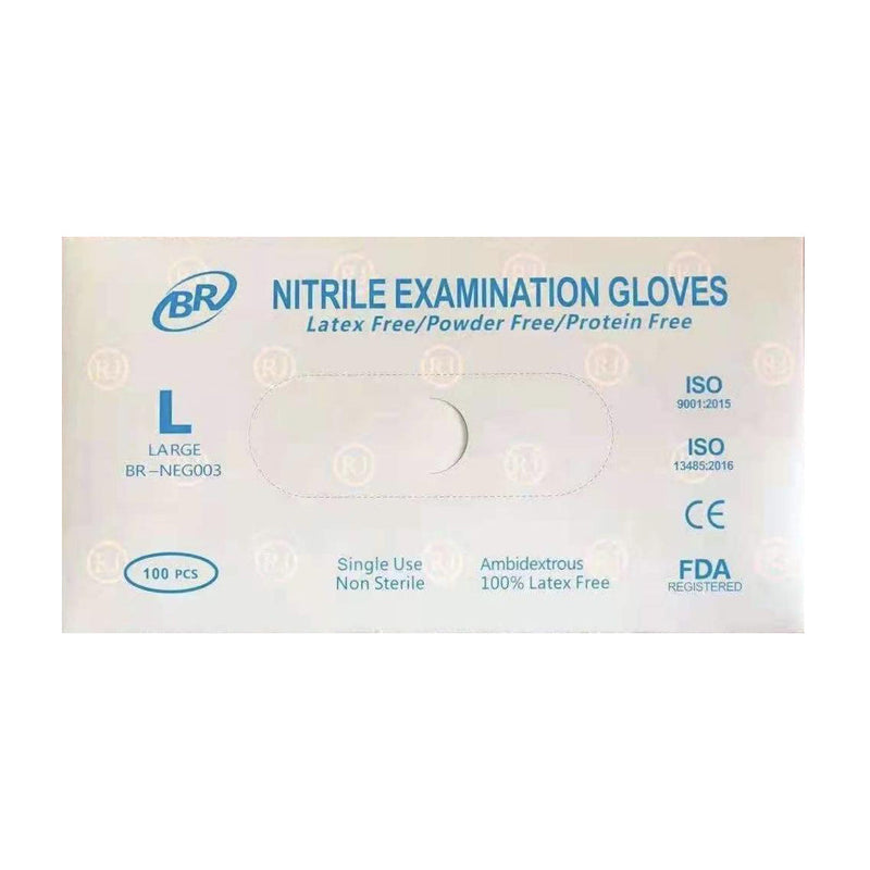 BR Powder Free Nitrile Examination Gloves