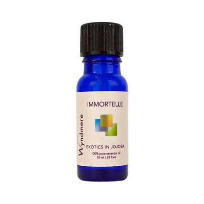 Immortelle - Blue bottle of Wyndmere Immortelle Essential Oil diluted in Jojoba. Also known as Everlasting or Helichrysum