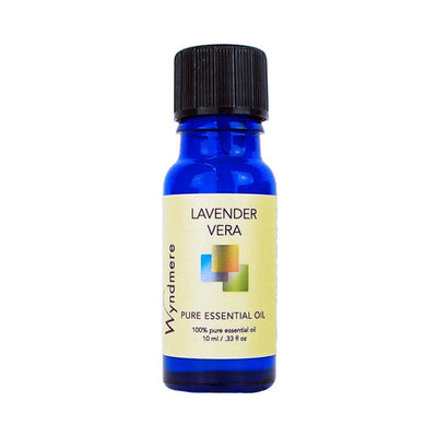 Lavender vera - 10ml cobalt blue bottle of Wyndmere Lavender Vera Essential Oil that has a floral, relaxing aroma