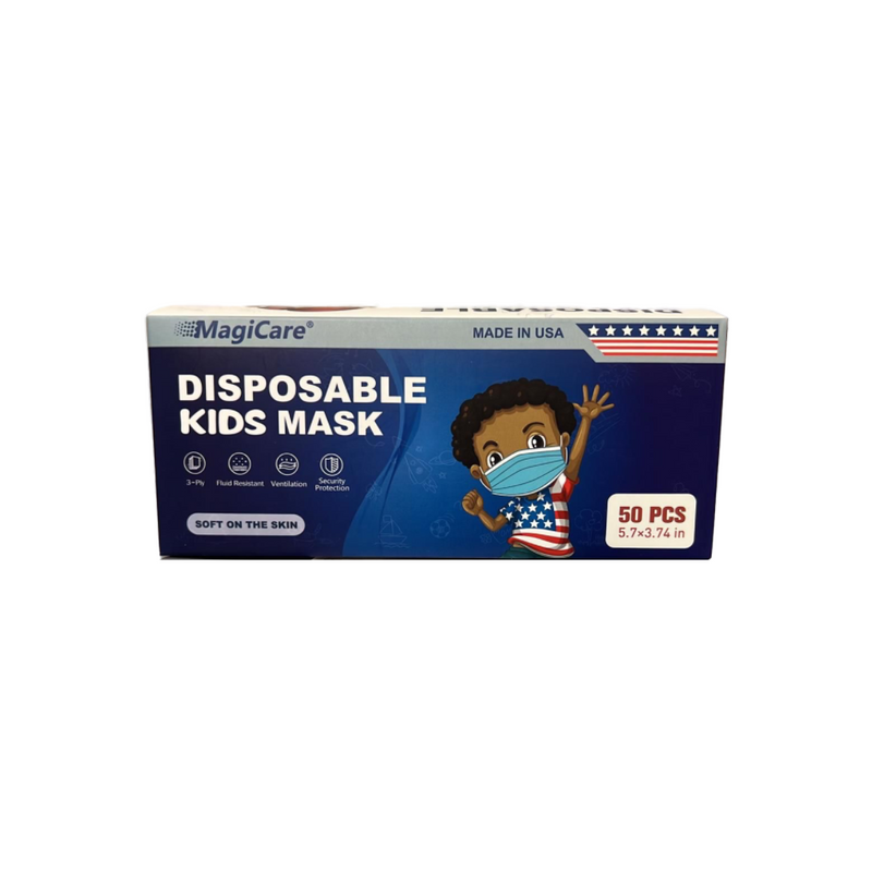 MagiCare Kids Made in USA 3-Ply ASTM Level 3 Non-Medical Face Masks for Children (Blue), 3000/Case