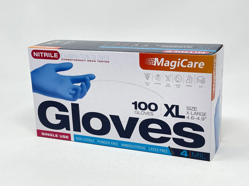 MagiCare Blue Nitrile Latex Free Powder Free Chemo-Tested Exam Disposable Gloves, 1000/Case