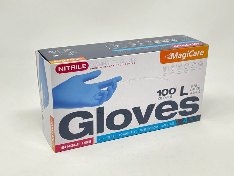 MagiCare Blue Nitrile Latex Free Powder Free Chemo-Tested Exam Disposable Gloves, 1000/Case
