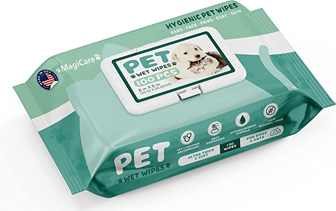 MagiCare® Made in USA Pet Dog Cat Large Cleaning Wipes (100ct), 16 Packs/Case