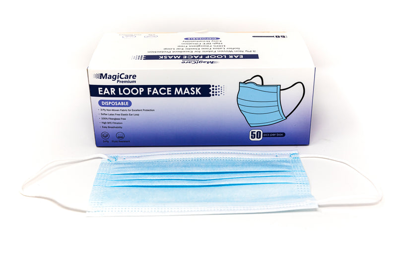 MagiCare Premium 3-Ply ASTM Level 2 Non-Medical Face Masks (Blue), 2000/Case