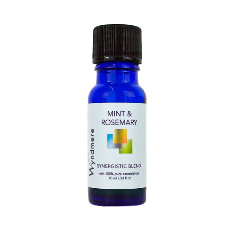 Revive and energize with this essential oil blend of Mint & Rosemary in a 10ml cobalt blue bottle.