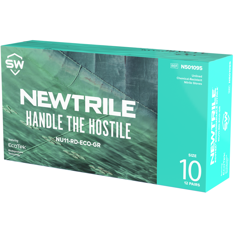 NEWTRILE® 11 mil Unlined Nitrile Chemical-Resistant Gloves with EcoTek®