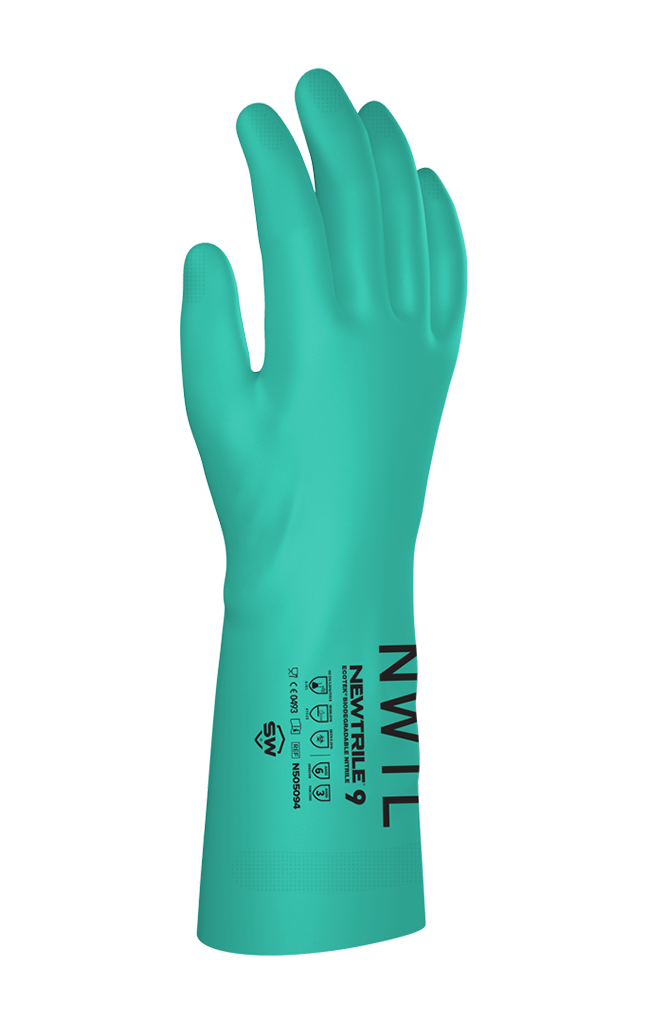 NEWTRILE® 15 mil Unlined Nitrile Chemical-Resistant Gloves with EcoTek®