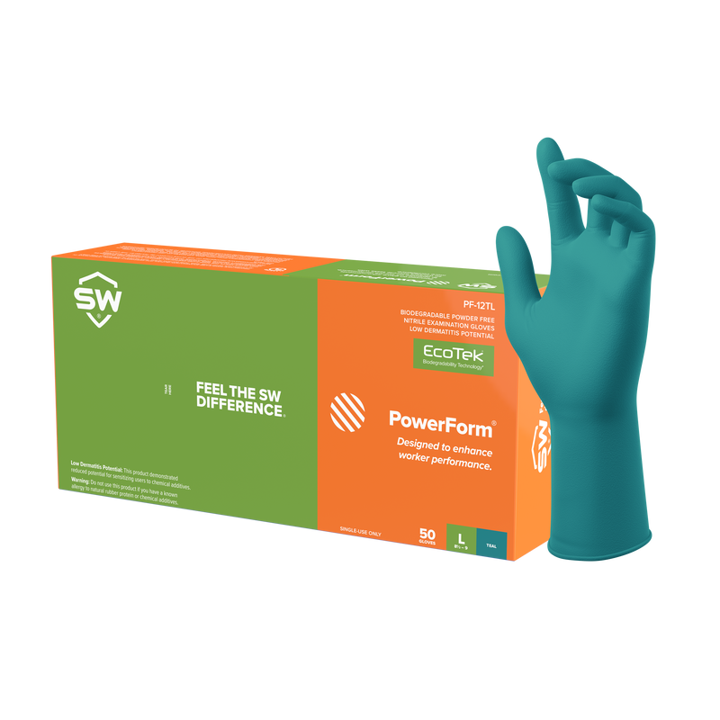 500/CS PowerForm Extended Cuff Heavy Duty Nitrile Exam Gloves