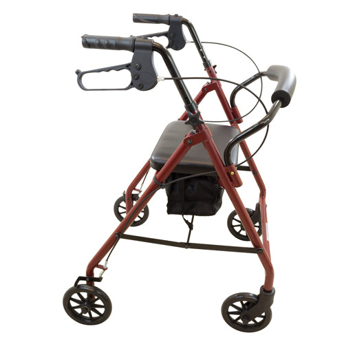 Rollator  Steel  6  Wheels Burgundy  300 lb. Weight Cap