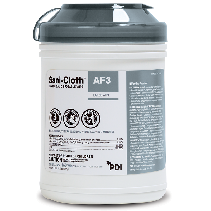 Sani-Cloth AF3 Germicidal Wipes - 1 Canister of 160 Wipes (ON CDC "N" LIST)