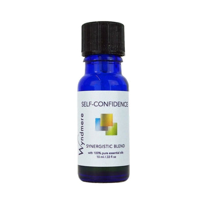 Self-Confidence essential oil blend in a 10ml cobalt blue bottle to help promote feelings of self-worth