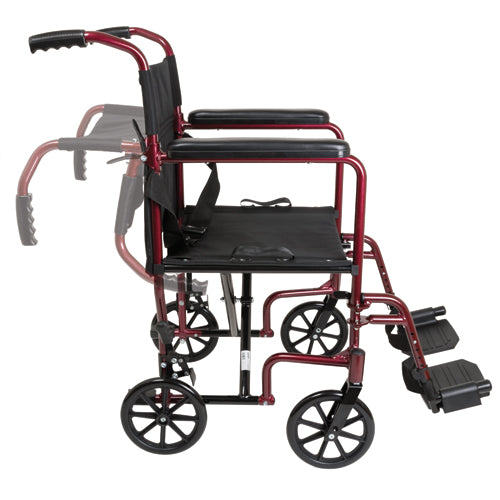 ProBasics Burgundy Aluminum Transport Chair with Footrests