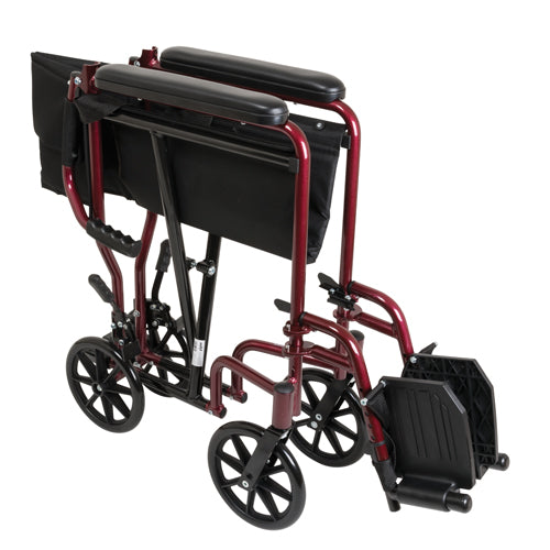 ProBasics Burgundy Aluminum Transport Chair with Footrests