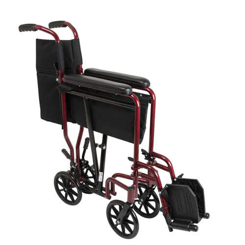 ProBasics Burgundy Aluminum Transport Chair with Footrests