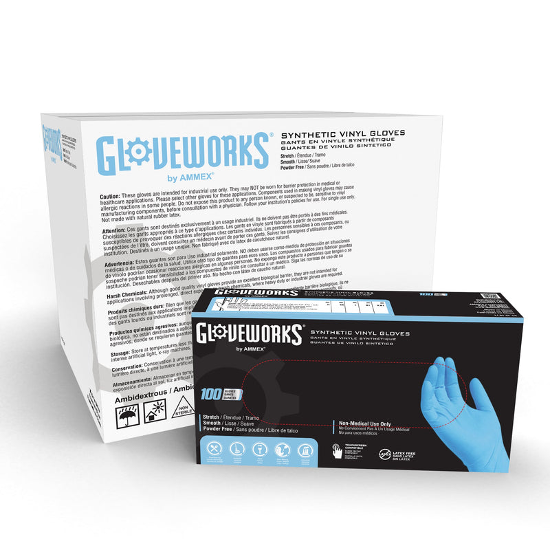 Gloveworks Blue Synthetic Vinyl Disposable Gloves