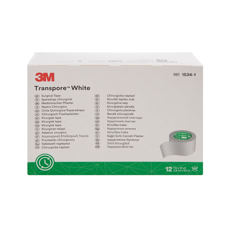 3M™ Transpore™ Plastic Medical Tape, 1 Inch x 10 Yard, White