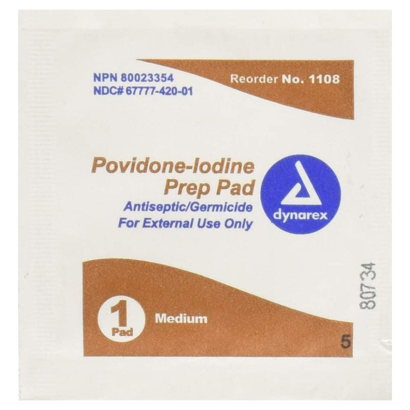 dynarex® Povidone-Iodine Prep Pad, Antiseptic, Non-Woven