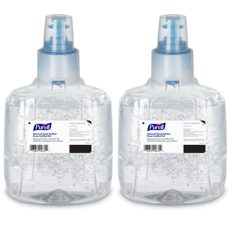 GOJO Purell Advanced Hand Sanitizer 1,200 mL 70% Ethyl Alcohol Gel Green Certified