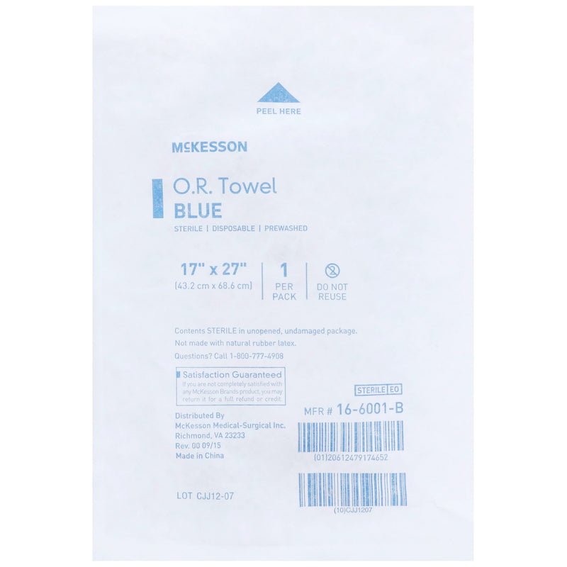 McKesson Blue Sterile O.R. Towel, 17 x 27 Inch
