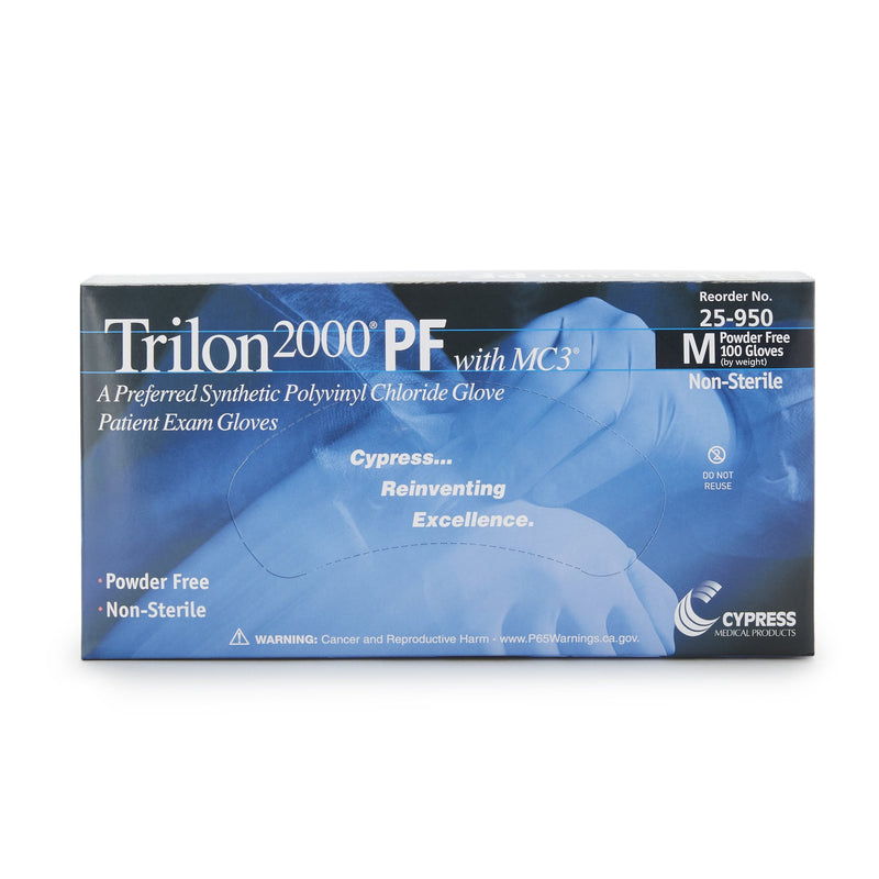 Trilon 2000® PF with MC3® Stretch Vinyl Standard Cuff Length Exam Glove, Medium, Ivory