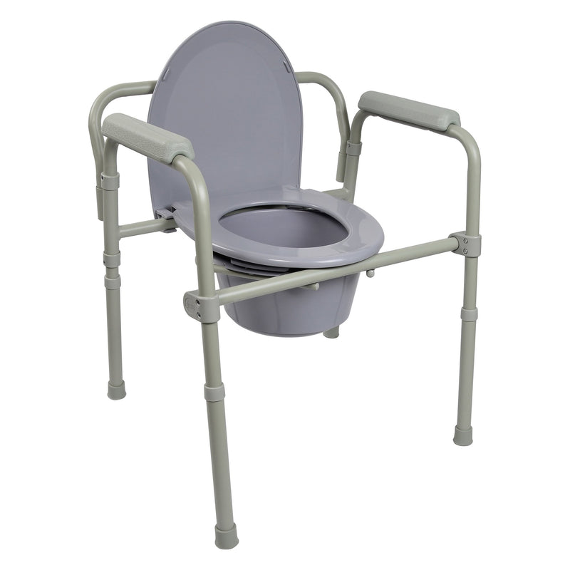 McKesson Folding Fixed Arm Steel Commode Chair, 16-2/3 – 22½ Inch Height