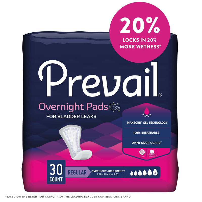 Prevail® Daily Pads Overnight Bladder Control Pad, 16-Inch Length