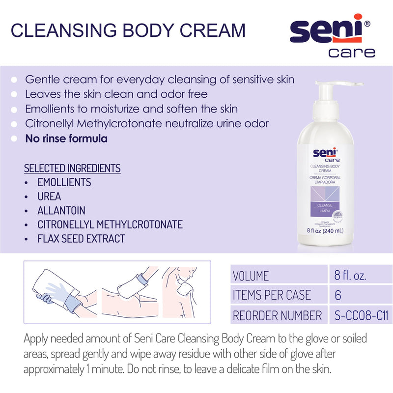 Seni® Care Rinse Free Body Wash, 8 oz. Pump Bottle