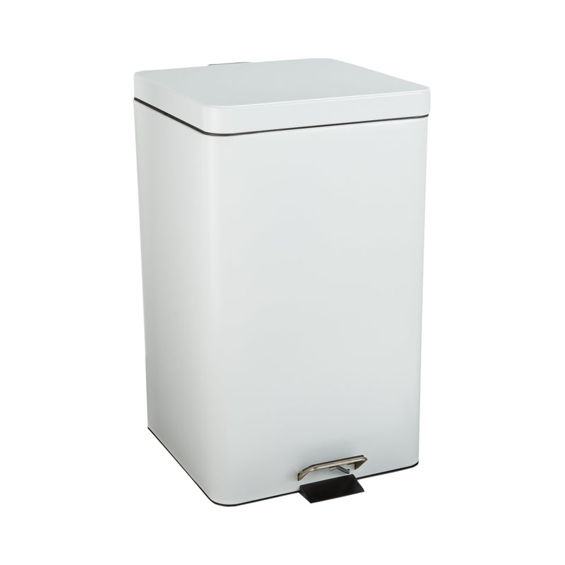 McKesson Trash Can with Plastic Liner, Square, Steel, Step-On, 32 QT, White