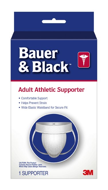 Bauer & Black Adult Athletic Supporter, Cotton, White, Reusable, Small