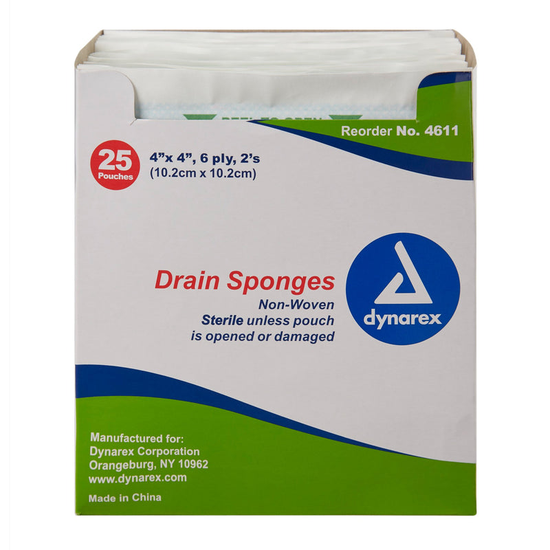 dynarex® Nonwoven Drain Sponge, 4 x 4 Inch
