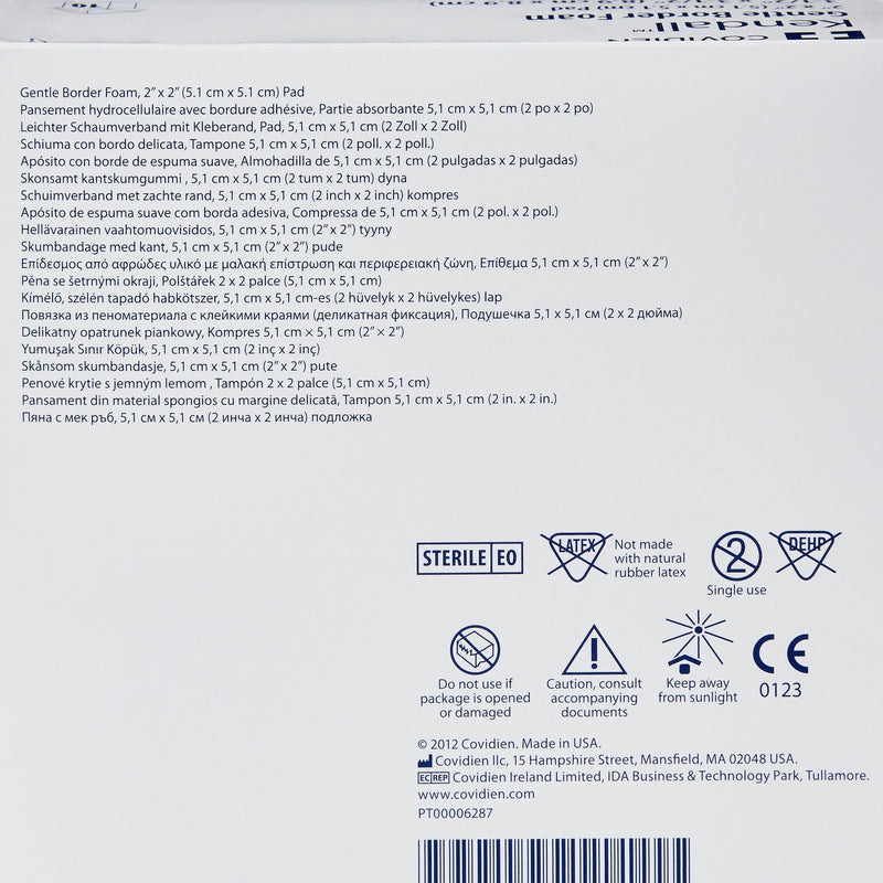 Kendall™ Border Foam Gentle Adhesion Silicone Adhesive with Border Silicone Foam Dressing, 3½ x 3½ Inch