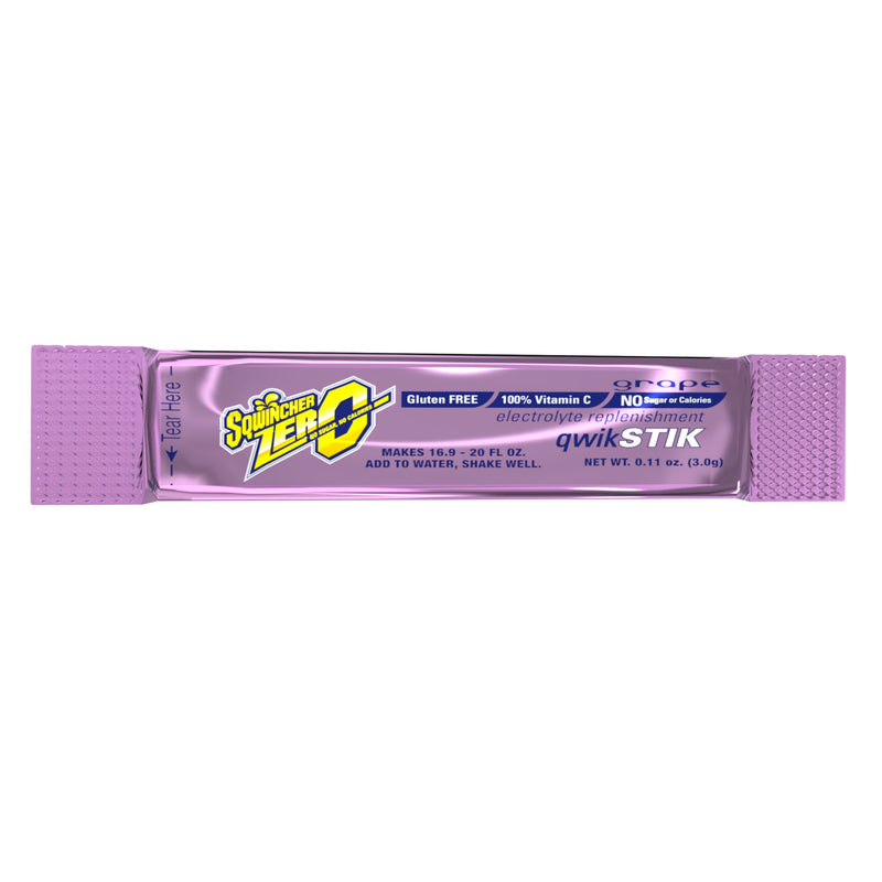 Sqwincher® Quik Stik® Zero Grape Electrolyte Replenishment Drink Mix, 0.11 oz. Packet