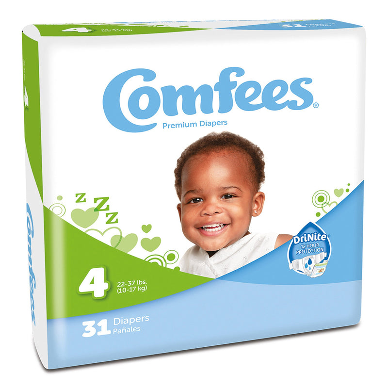 Attends Comfees Premium Baby Diapers, Tab Closure, Kid Design, Size 4