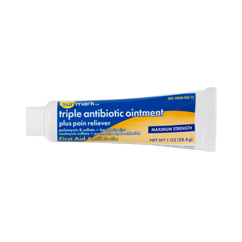 sunmark® Bacitracin / Neomycin / Polymyxin B / Pramoxine First Aid Antibiotic with Pain Relief, 1 oz. Tube