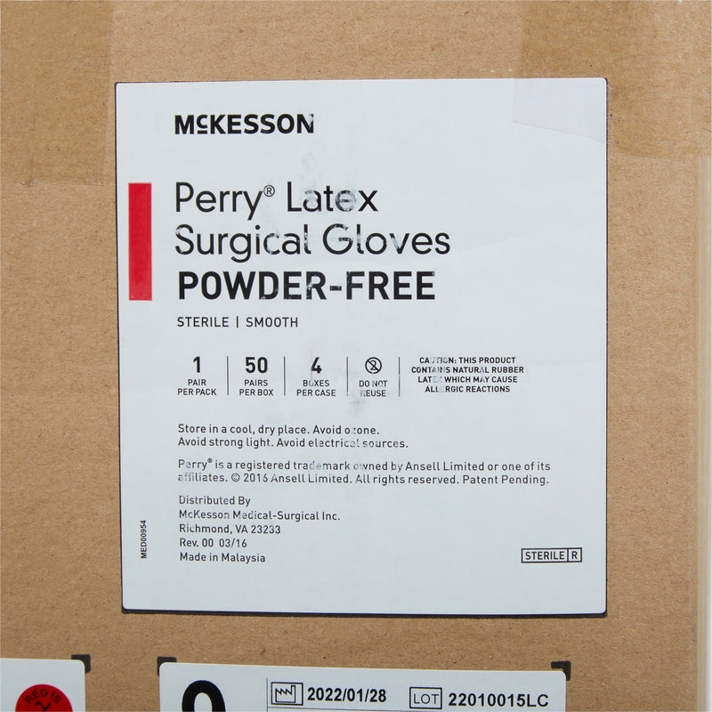 McKesson Perry® Performance Plus Latex Standard Cuff Length Surgical Glove, Size 9, Cream