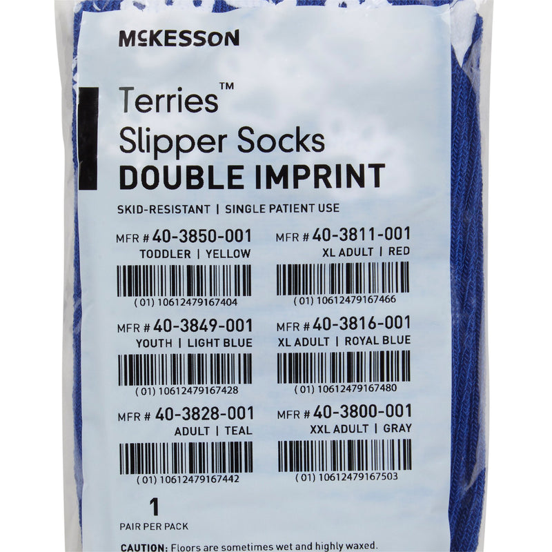 McKesson Terries™ Adult Slipper Socks, X-Large, Royal Blue