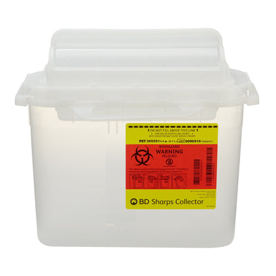 BD Sharps Container, 5.4 qt, Horizontal Entry, Translucent White, Horizontal Entry