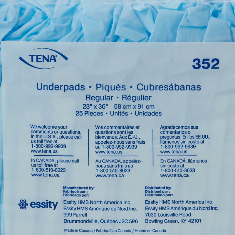 TENA Regular Underpads, Light Absorbency, Blue, Disposable, Latex-Free, 23 X 36 Inch