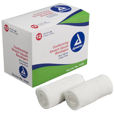 Dynarex® NonSterile Conforming Bandage, 3 Inch x 4-1/10 Yard