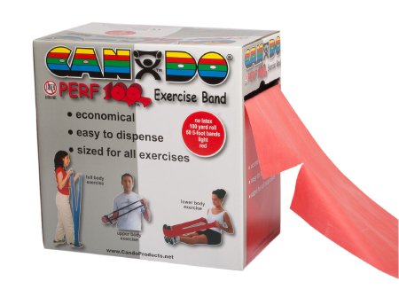 CanDo® Perf 100™ Exercise Resistance Band, Red, 5 Inch x 100 Yard, Light Resistance