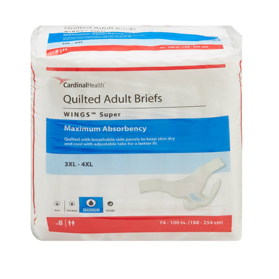 Wings Unisex Adult Incontinence Brief, Tab Closure, 3X-Large, Disposable, Heavy Absorbency