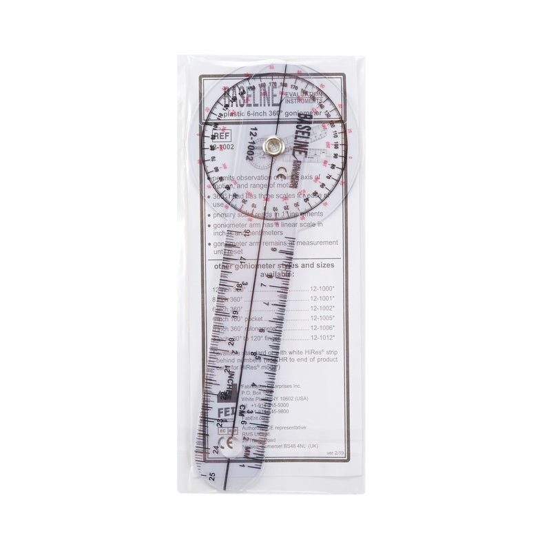 Baseline® 360° Head Plastic Goniometer, 6 Inch Arms